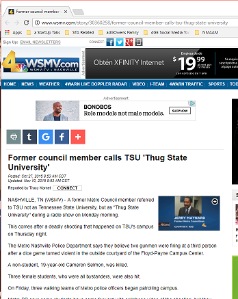 Thug State University comment made by Jerry L. Maynard, II